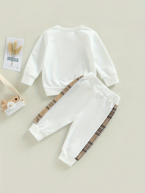 0.0-78.74ft Toddler Baby Girls Fall Outfits Long Sleeve Plaid Bear Pattern Pullover Sweatshirt Tops Pants Set Child Outfits Tracksuits Set, for Outdoor