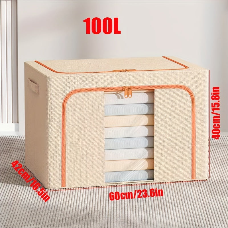 1pc Extra-Large Foldable Storage Box for Clothes and Quilts - Dustproof and Space-Saving Organizer for Home and College Dorms