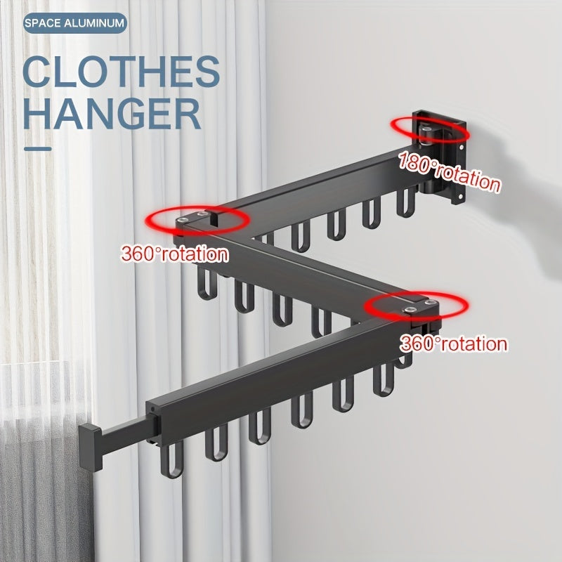 1pc Compact Wall-Mounted Folding Clothes Rack - Space-Saving Quilt Holder for Bathroom, Balcony, and Home - Easy-to-Use, Convenient, and Durable Small Drying Rack for Clothes, Quilts, and Towels - Perfect for Indoor and Outdo