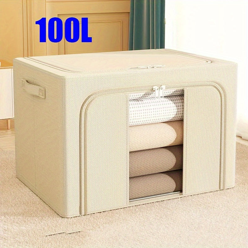 1pc Extra-Large Foldable Storage Box for Clothes and Quilts - Dustproof and Space-Saving Organizer for Home and College Dorms