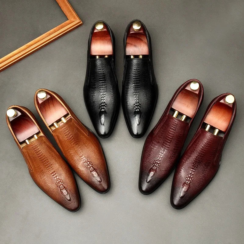 2026 New Trend Elegant Style British Authentic Genuine Leather Men's Cow Leather Dress Shoes Wedding Party Shoes