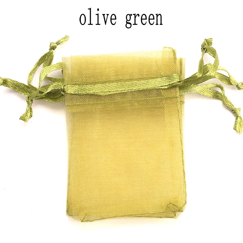 100pcs/lot Organza Bag 5*7cm,7*9cm,9x12cm Christmas Wedding Drawstring Bag Candy Bags Gift Pouches Jewelry Packaging Display