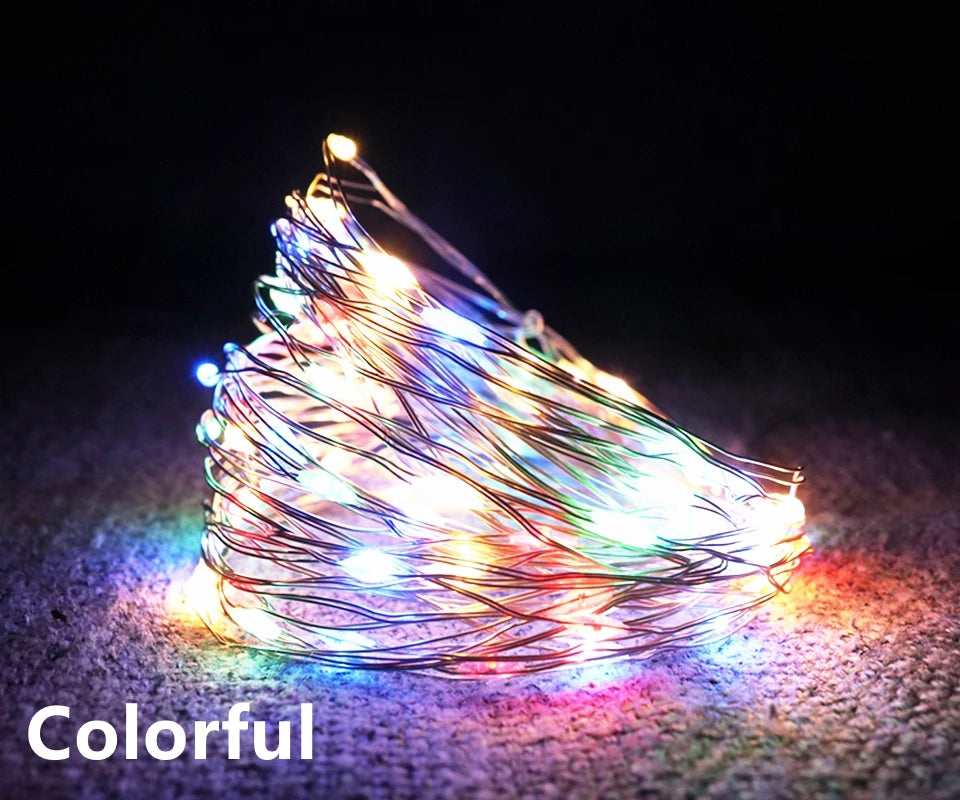1-10M LED String Lights Copper Wire Fairy Lights Night Light For Christmas Garland Room Bedroom Indoor Wedding Decoration Lamp