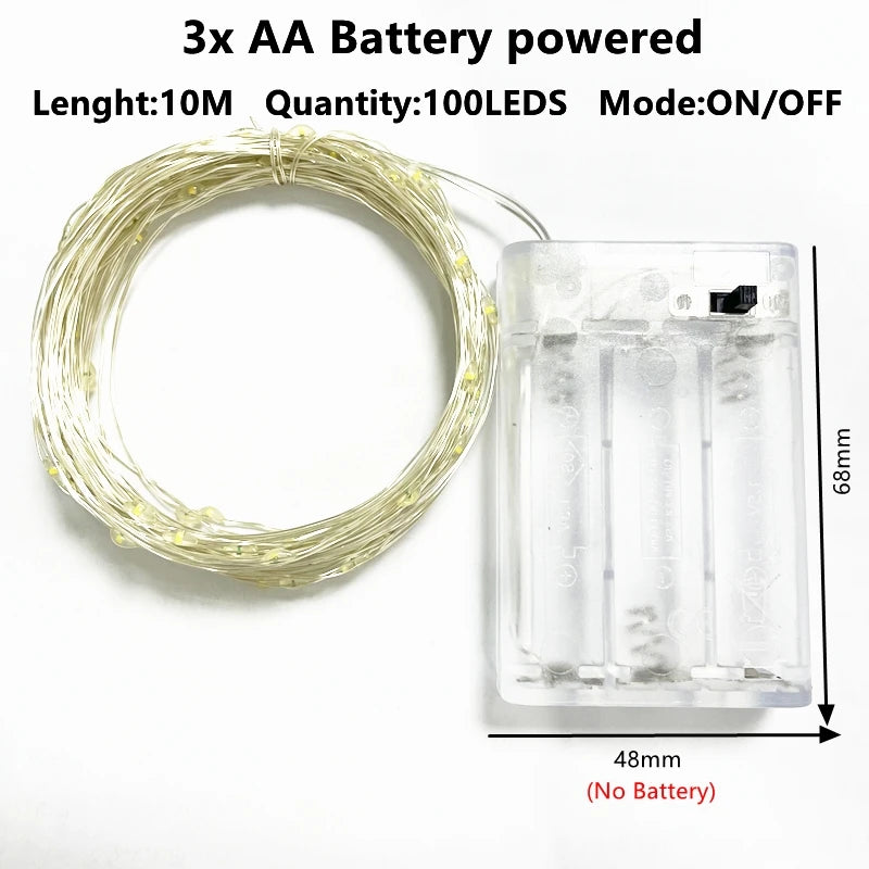 1-10M LED String Lights Copper Wire Fairy Lights Night Light For Christmas Garland Room Bedroom Indoor Wedding Decoration Lamp