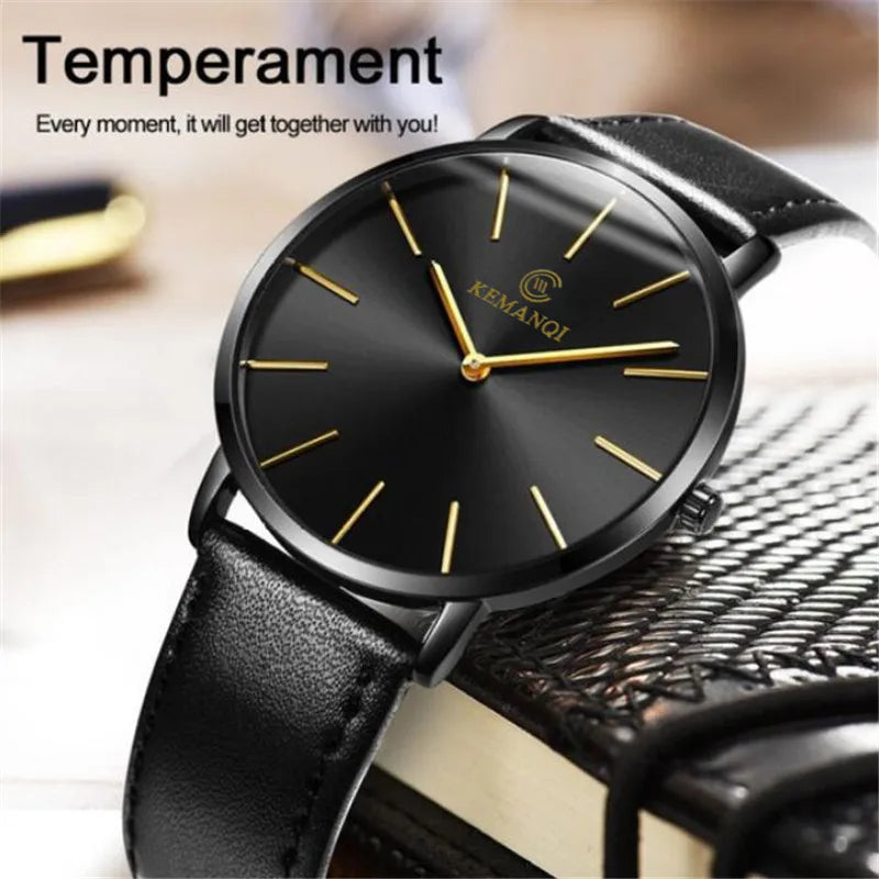 2025 Luxury Business Men Watches Men Gold Watch Ultra Thin Mens Watches Leather Quartz Watch Man Wristwatch horloge mannen
