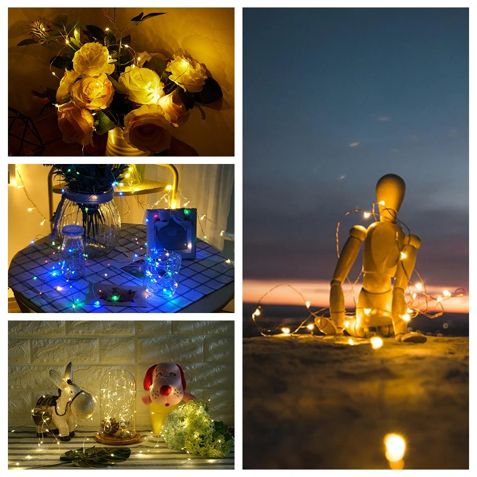 1-10M LED String Lights Copper Wire Fairy Lights Night Light For Christmas Garland Room Bedroom Indoor Wedding Decoration Lamp