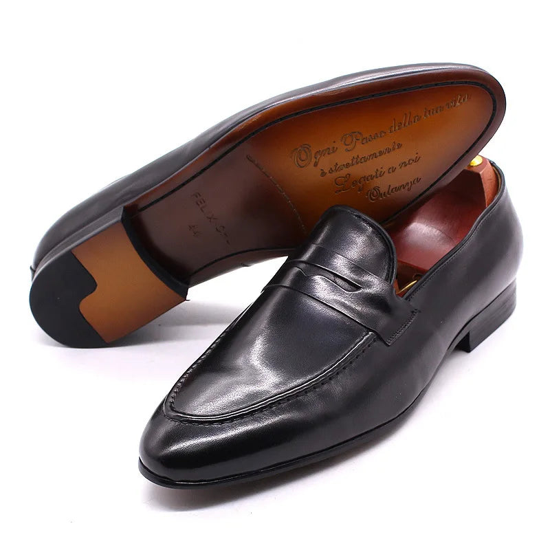 125-101 High-end Handmade Men Loafers Shoes Slip on Dress Shoes Oxfords Men's Casual Genuine Leather Shoes for Men