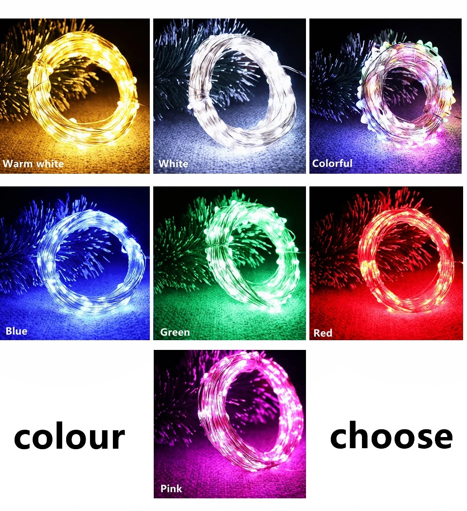 1-10M LED String Lights Copper Wire Fairy Lights Night Light For Christmas Garland Room Bedroom Indoor Wedding Decoration Lamp