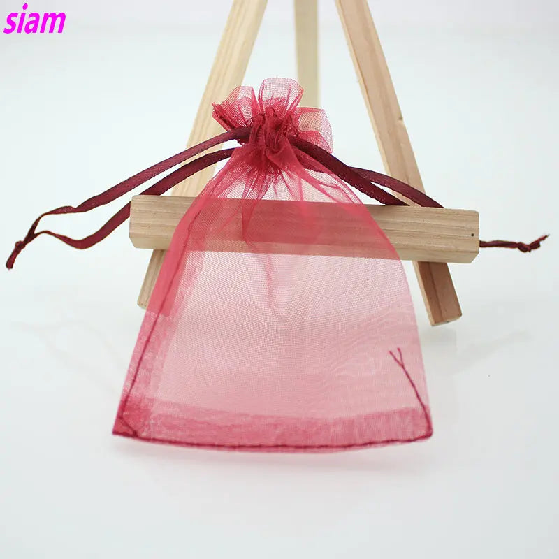 100pcs/lot Organza Bag 5*7cm,7*9cm,9x12cm Christmas Wedding Drawstring Bag Candy Bags Gift Pouches Jewelry Packaging Display