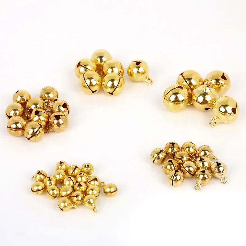 20-100Pcs 6mm/8mm/10mm/12mm/14mm Gold Copper Loose Beads Small Jingle Bells Merry Xmas Christmas Tree Decoration Ornament Home