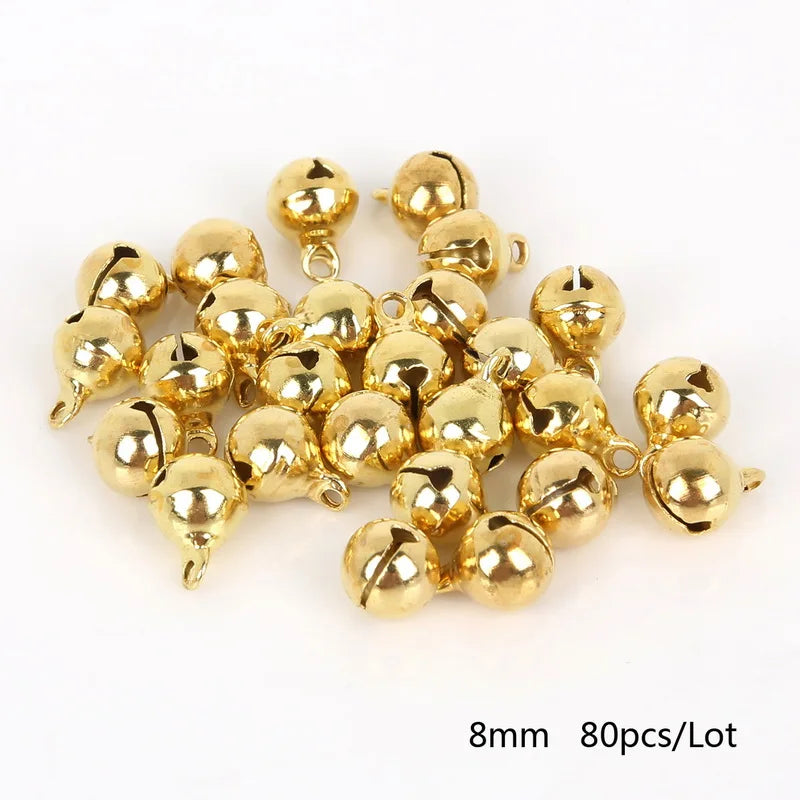 20-100Pcs 6mm/8mm/10mm/12mm/14mm Gold Copper Loose Beads Small Jingle Bells Merry Xmas Christmas Tree Decoration Ornament Home