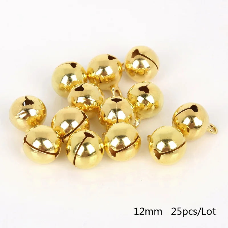 20-100Pcs 6mm/8mm/10mm/12mm/14mm Gold Copper Loose Beads Small Jingle Bells Merry Xmas Christmas Tree Decoration Ornament Home