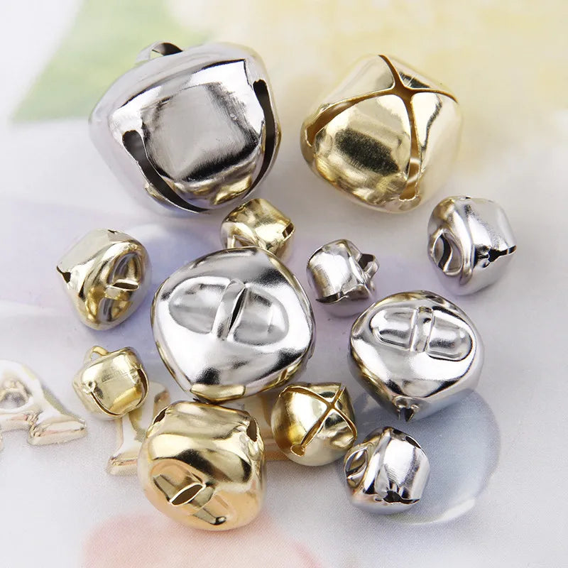 12/13/15/20/25/30mm Gold/White K Iron Water Plated Christmas Cross Bells Pendant Handmade Party DIY Crafts Accessories