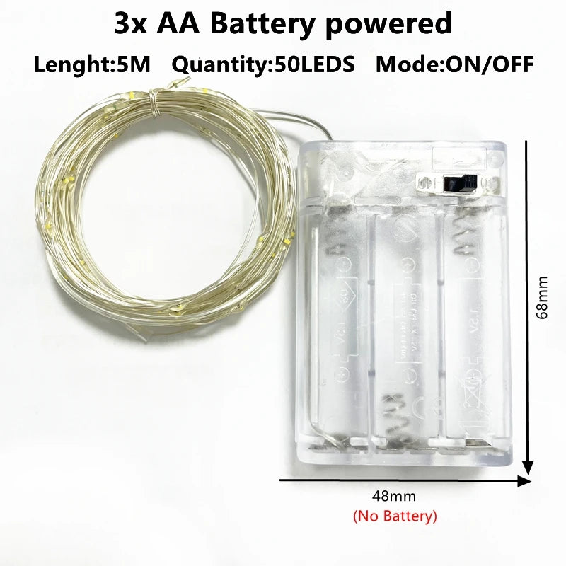 1-10M LED String Lights Copper Wire Fairy Lights Night Light For Christmas Garland Room Bedroom Indoor Wedding Decoration Lamp