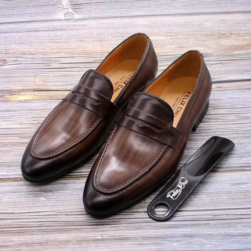 125-101 High-end Handmade Men Loafers Shoes Slip on Dress Shoes Oxfords Men's Casual Genuine Leather Shoes for Men