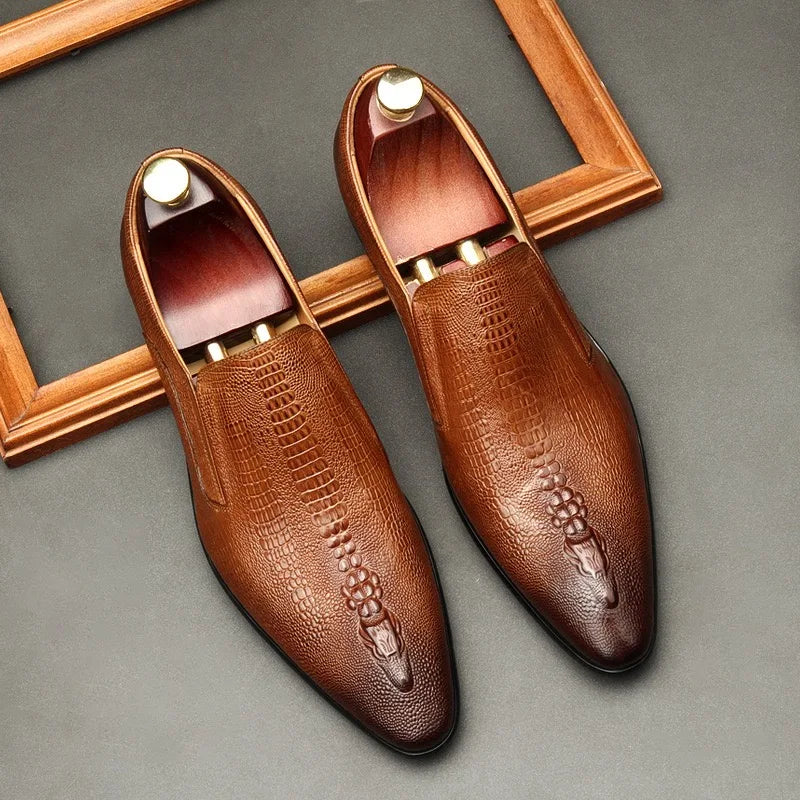 2026 New Trend Elegant Style British Authentic Genuine Leather Men's Cow Leather Dress Shoes Wedding Party Shoes