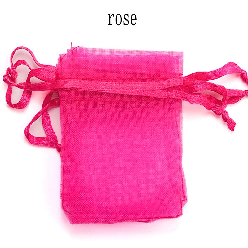 100pcs/lot Organza Bag 5*7cm,7*9cm,9x12cm Christmas Wedding Drawstring Bag Candy Bags Gift Pouches Jewelry Packaging Display
