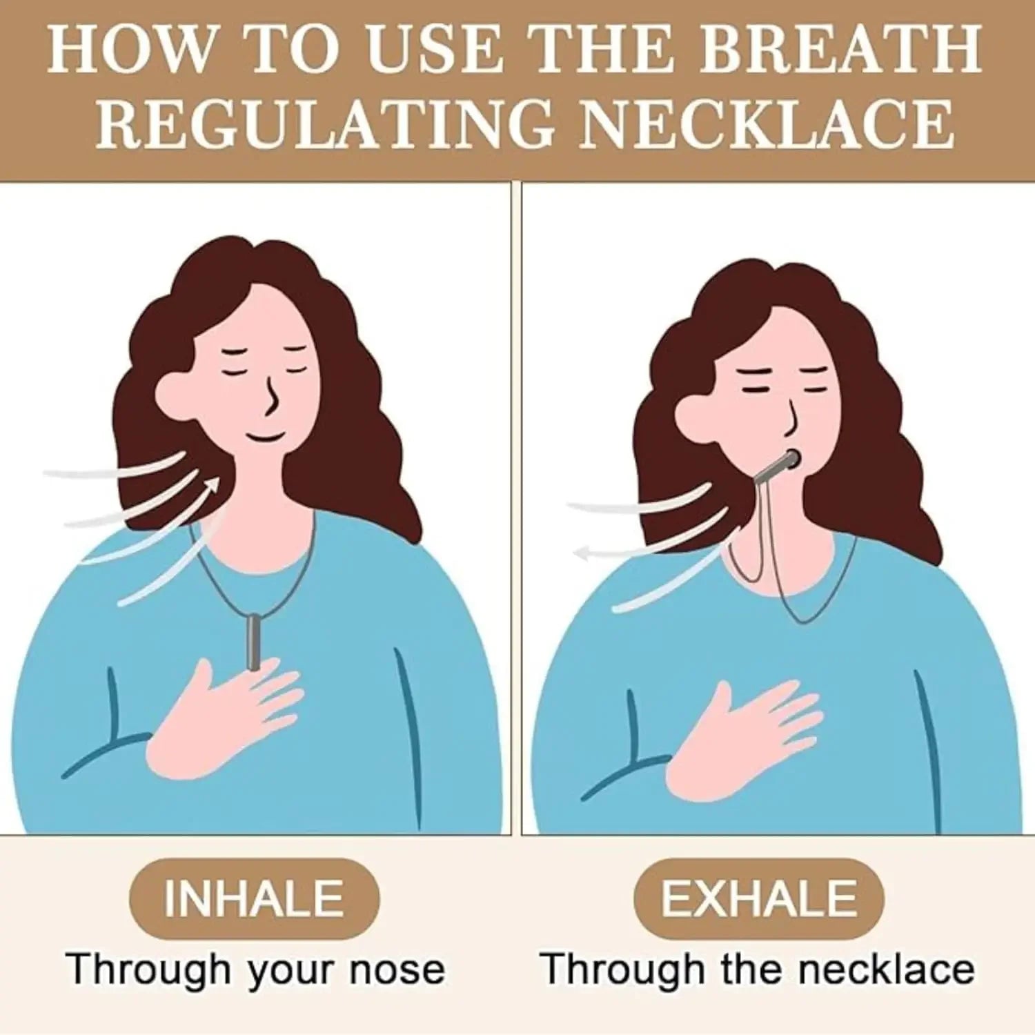 1 or 2 pcs Breathing Necklaces for Anxiety Relief Breathlink Quit Smoking Vaping Necklace Stop Smoking Aids Fidget Necklaces