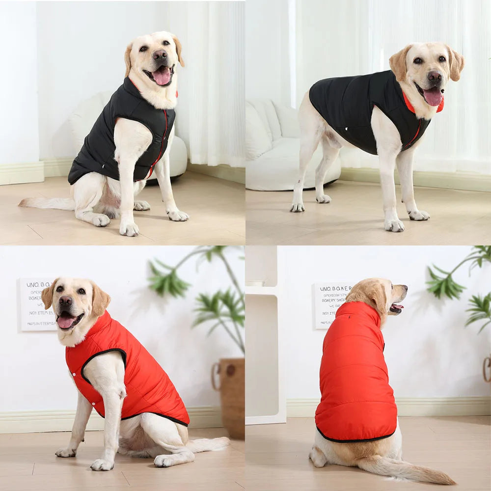 Reversible Big Dog Jacket Winter Warm Clothes For Medium Large Dogs Waterproof Windproof Pet Vest Coat Golden Retriever Outfits