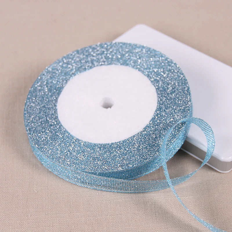 1/4" (6mm) 25yards Gold Silver Metallic Glitter Ribbons For DIY Crafts Sewing Fabric Christmas Party Wedding Supplies Gift Wrap