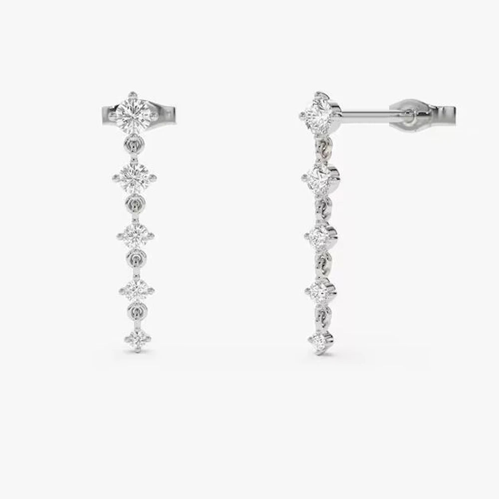 Dainty Gold Earrings 14K Gold Plated CZ  Drop Earrings for Women Trendy Hypoallergenic CZ Dangling Simple Long Earring