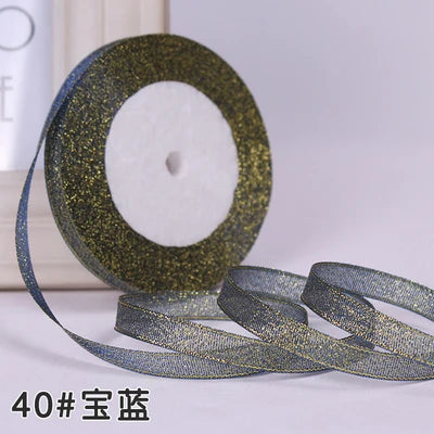 1/4" (6mm) 25yards Gold Silver Metallic Glitter Ribbons For DIY Crafts Sewing Fabric Christmas Party Wedding Supplies Gift Wrap