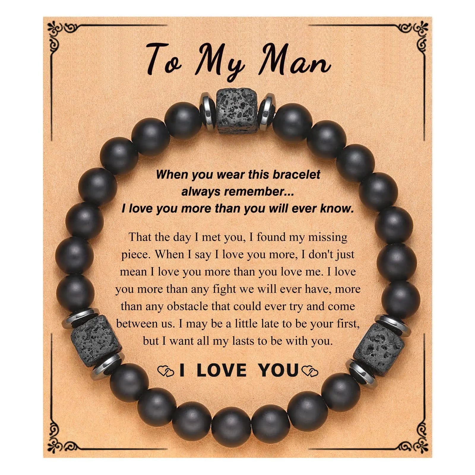 Men Bracelet Gifts Natural Stone Bead Bracelet for Boyfriend Husband DAD Birthday Fathers Day Easter Thanksgiving Appreciation