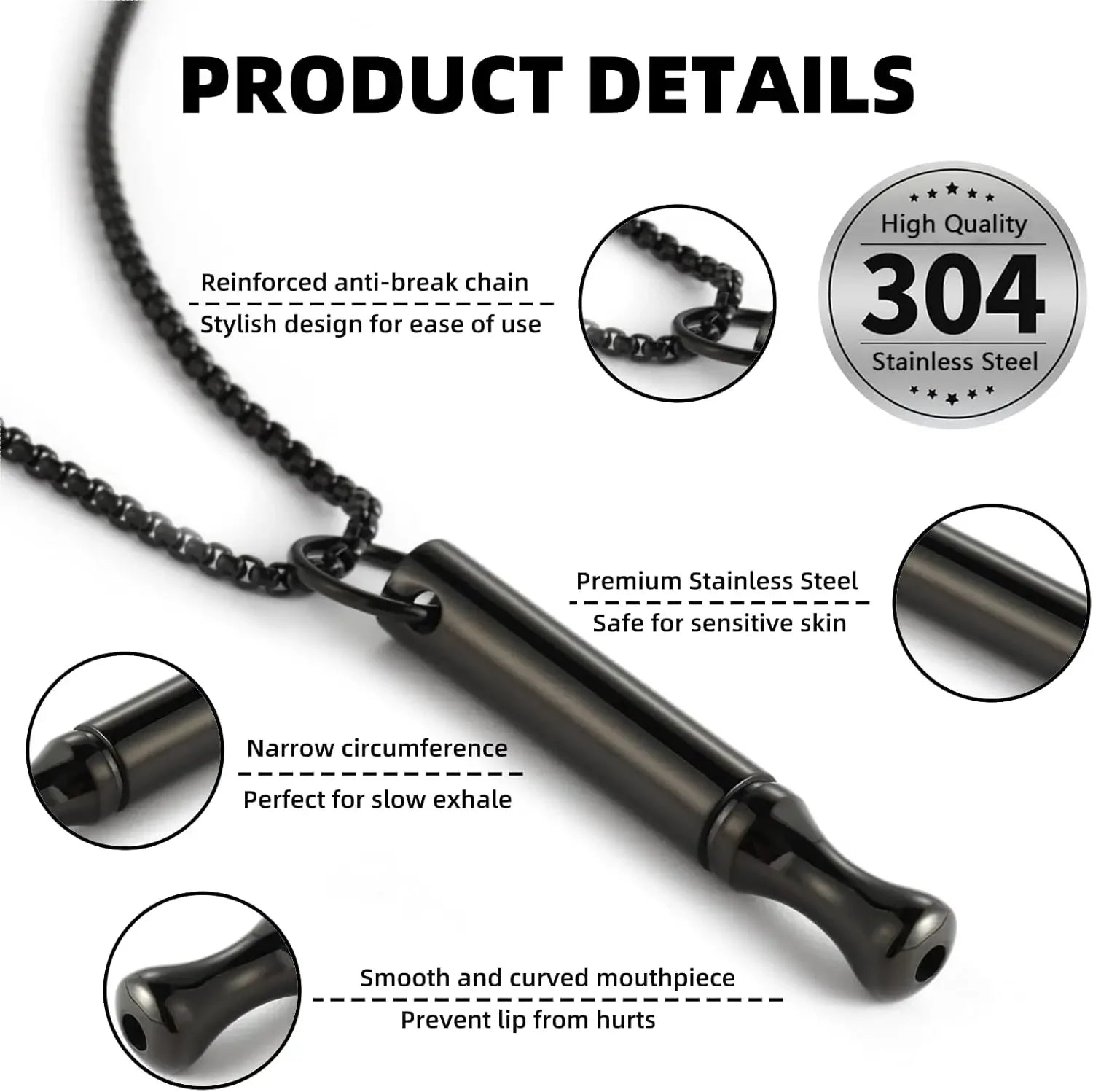 1 or 2 pcs Breathing Necklaces for Anxiety Relief Breathlink Quit Smoking Vaping Necklace Stop Smoking Aids Fidget Necklaces