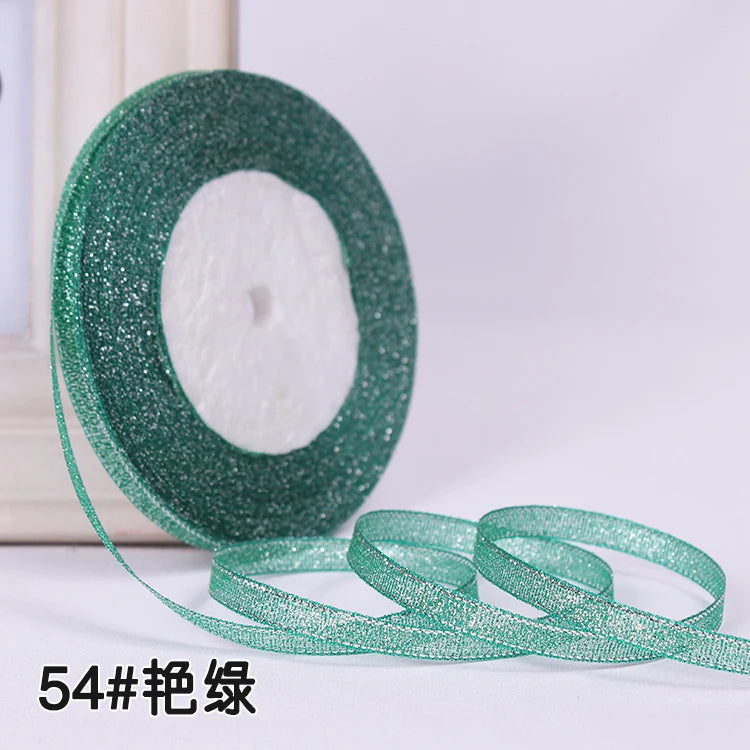 1/4" (6mm) 25yards Gold Silver Metallic Glitter Ribbons For DIY Crafts Sewing Fabric Christmas Party Wedding Supplies Gift Wrap