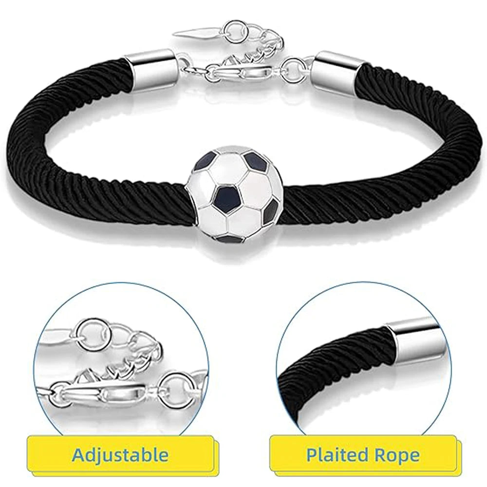 Football Stainless Steel Necklace and Bracelet, Soccer Pendant Necklace Drip Bracelets for Soccer Lovers, Couple ,Daughter ,Son