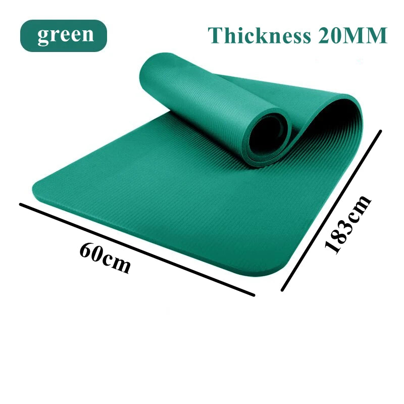 183×60cm Thick Yoga Mat Anti-skid Sports Fitness Mat 20MM Comfort Foam Yoga Matt for Exercise Yoga and Pilates Gymnastics Mat