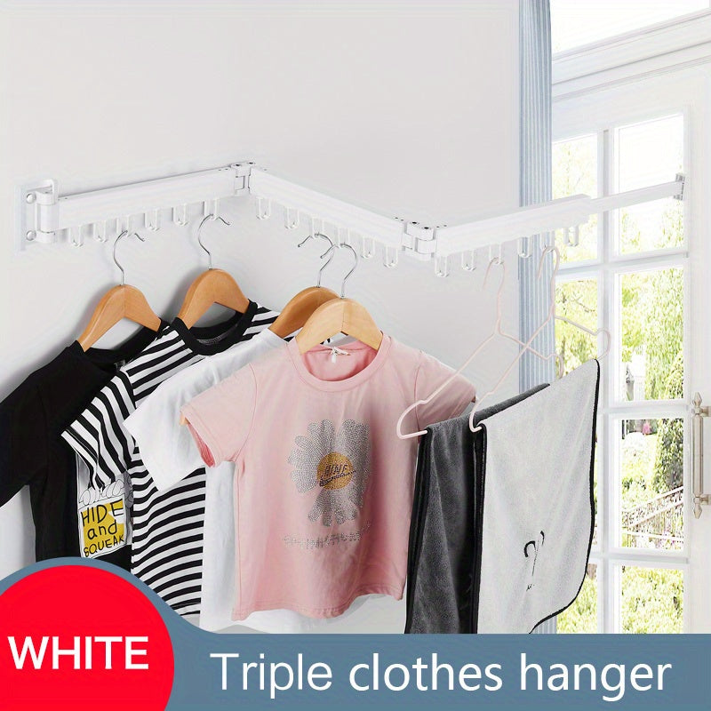 1pc Compact Wall-Mounted Folding Clothes Rack - Space-Saving Quilt Holder for Bathroom, Balcony, and Home - Easy-to-Use, Convenient, and Durable Small Drying Rack for Clothes, Quilts, and Towels - Perfect for Indoor and Outdo