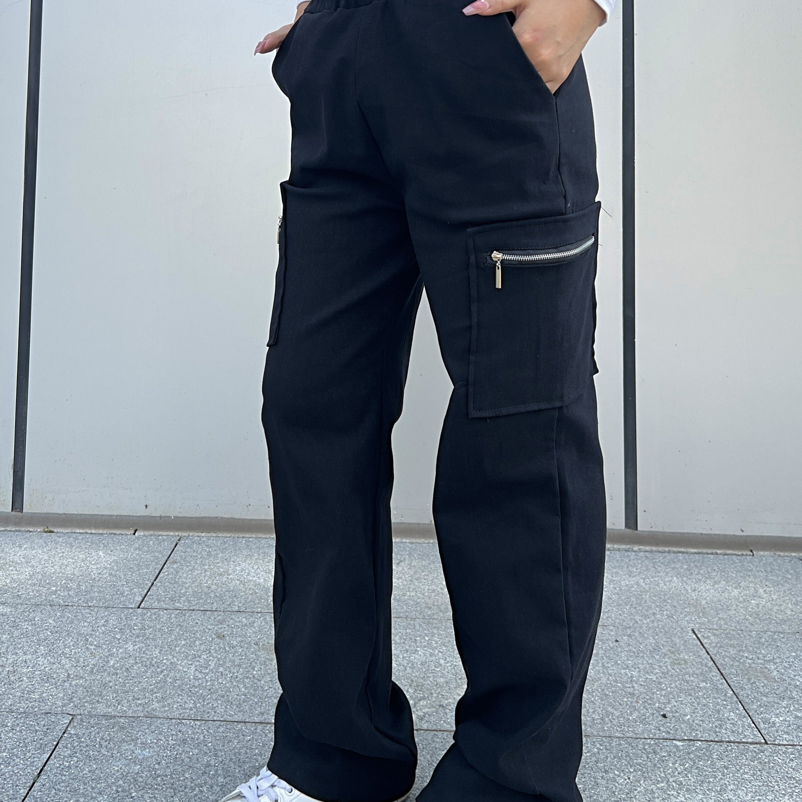 Trendy Straight Leg Cargo Pants - Women's Casual Streetwear Clothing with Y2K Inspiration, Comfortable Design, and Multiple Pockets - Perfect for Daily Wear